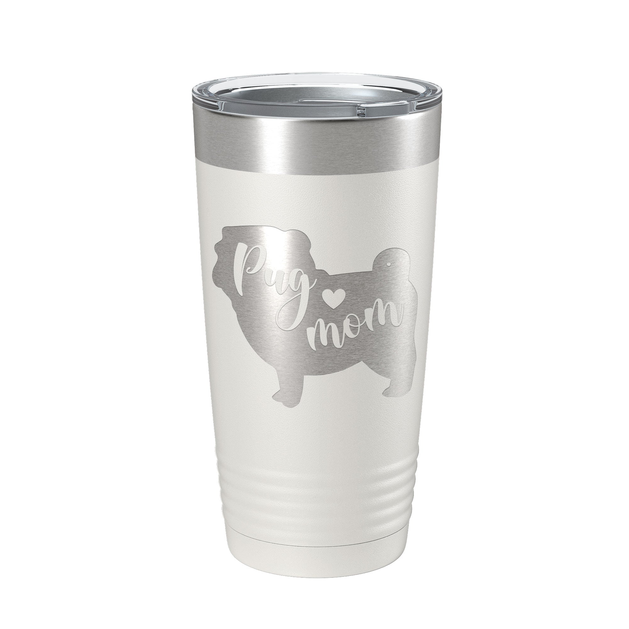 Pug Mom Tumbler Dog Travel Mug Gift Insulated Laser Engraved Coffee Cup 20 oz