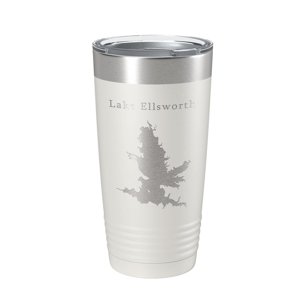 Lake Ellsworth Map Tumbler Travel Mug Insulated Laser Engraved Coffee Cup Oklahoma 20 oz