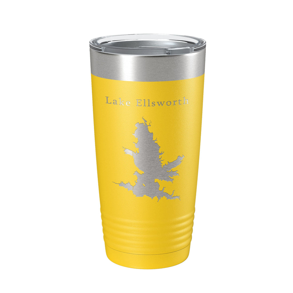 Lake Ellsworth Map Tumbler Travel Mug Insulated Laser Engraved Coffee Cup Oklahoma 20 oz