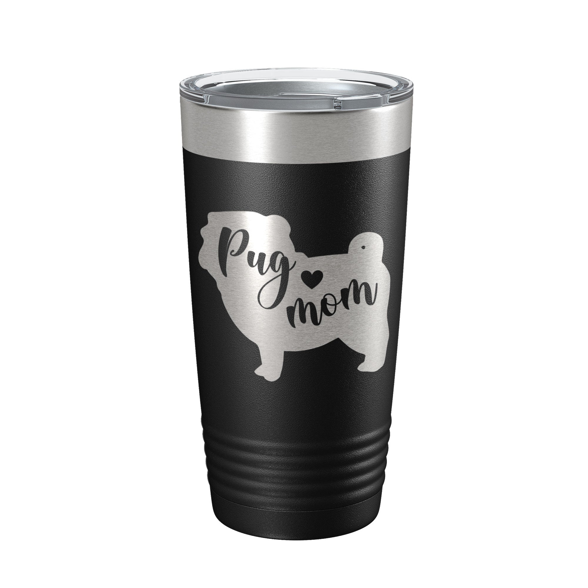 Pug Mom Tumbler Dog Travel Mug Gift Insulated Laser Engraved Coffee Cup 20 oz